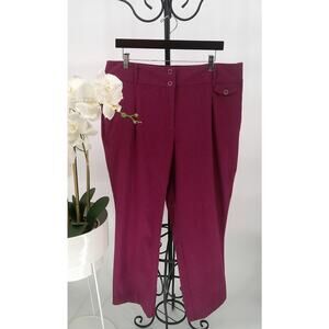 Liz Claiborne Womens Tweed Burgundy Pleated Front Ankle Pants Size 18